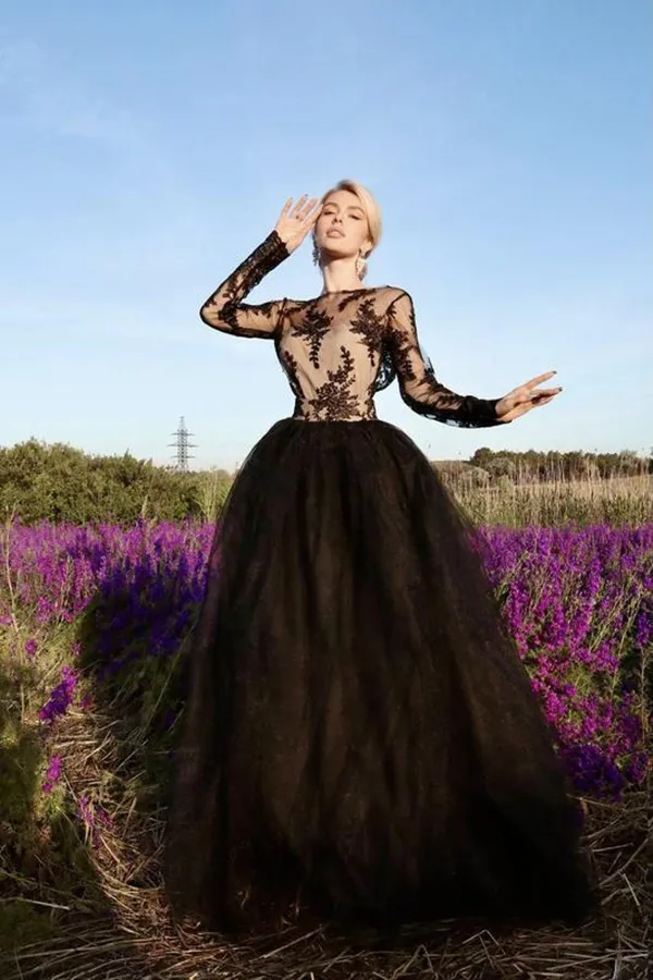 black lace dress long sleeve vintage MOJOGO Fashion Lace Maxi Dresses for Women Long Sleeve Mock Neck Dress Party Dress Vintage Black Dresses Black M, Women's, Size: Medium