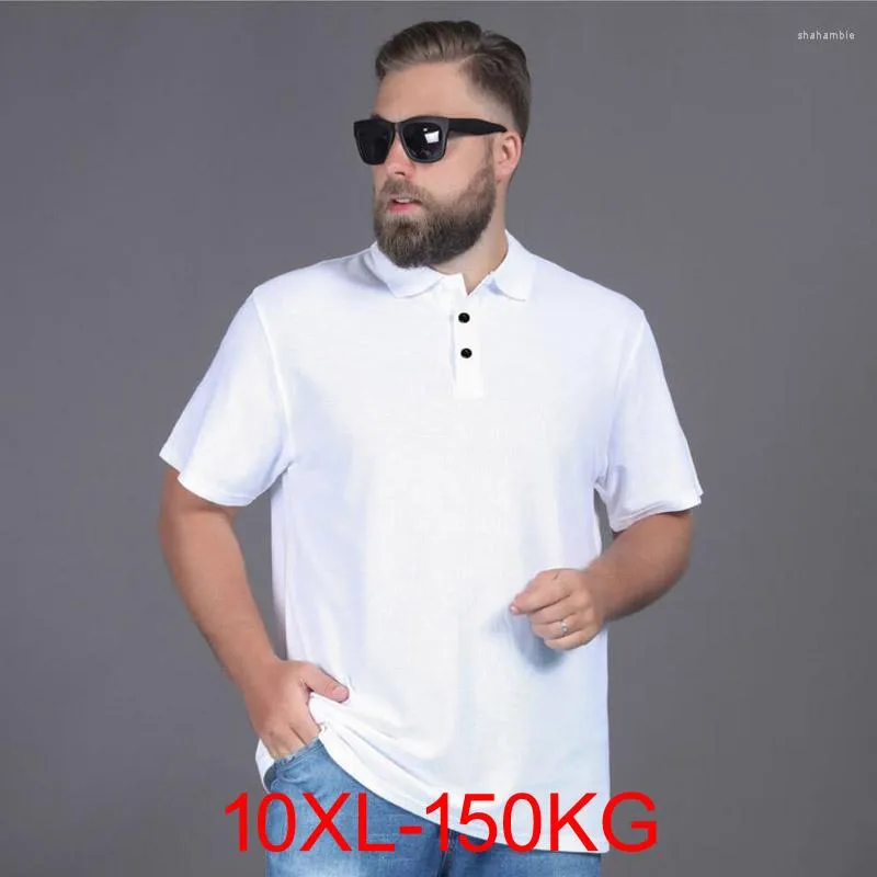 Polos pour hommes Été Hommes Trou Respirant T-shirt À Séchage Rapide À Manches Courtes Grande Taille 5XL 9XL 10XL Élasticité Sports Tees Tops Turn Down Col