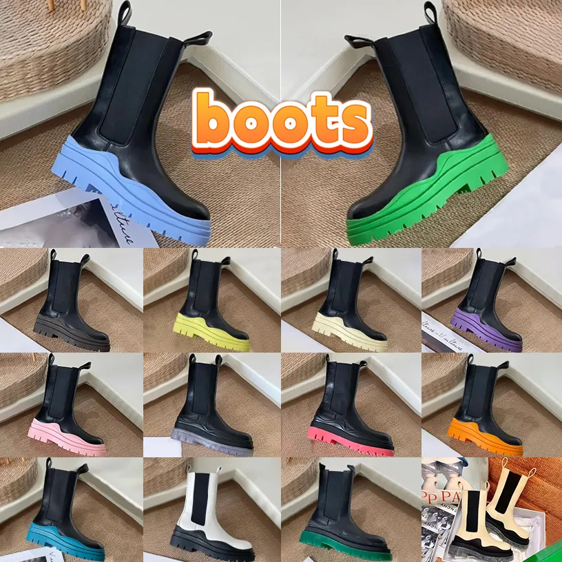 Botas de moda Zapatos Neumático Chelsea Plataforma Botas Triple Negro Ébano Kiwi Seasalt Azul Hierba Púrpura Rosa Suela transparente Rojo Blanco Mandarina Blaster Ácido Hombres Mujeres Botines