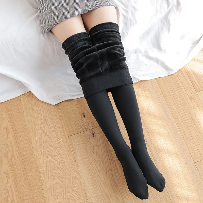 Leggings invernali per le donne calde color solido in velluto alto leggings in vita elastico