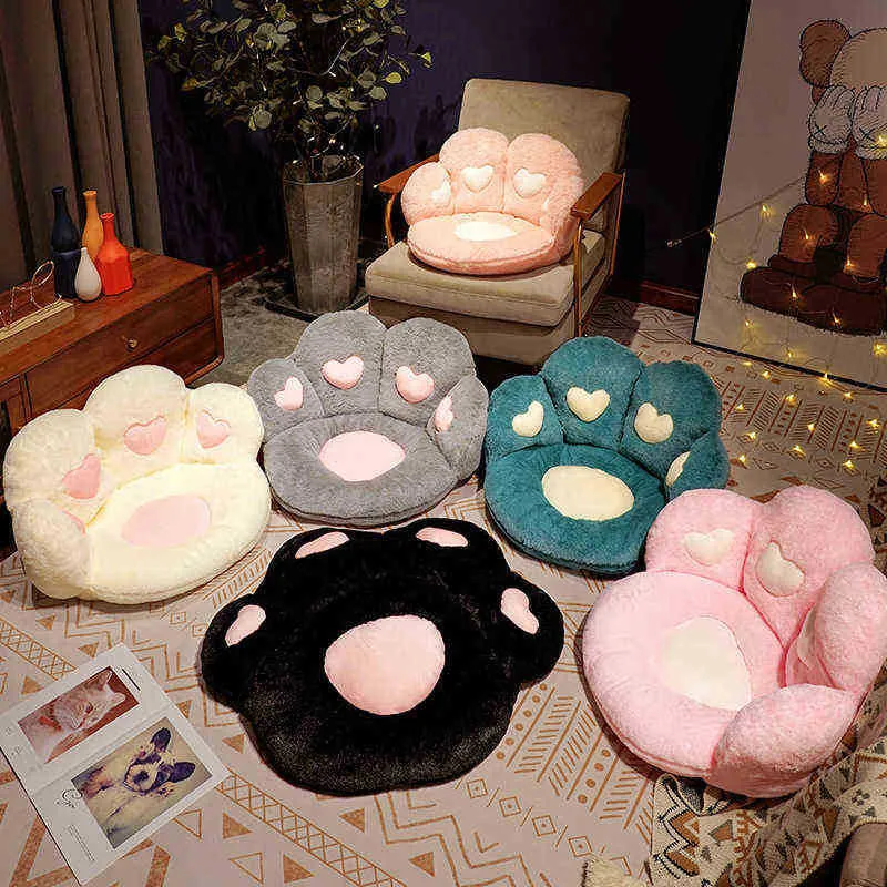 Kawaii Bear Paw Cushion Animal Seat Cushion Filled Cat Leg Cushion Plush Soffa Indoor Floor Home Chair Decor Ldren Gift J220729