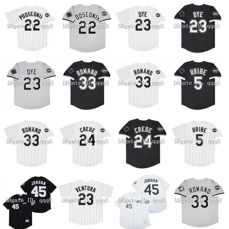 College Baseball draagt ​​Vintage 2005 Chicago Baseball Jersey 23 Jermaine Dye 45 Michael 33 Aaron Rowand 5 Juan Uribe 33 Aaron Rowand 24 Joe Crede 23 Robin Ventura