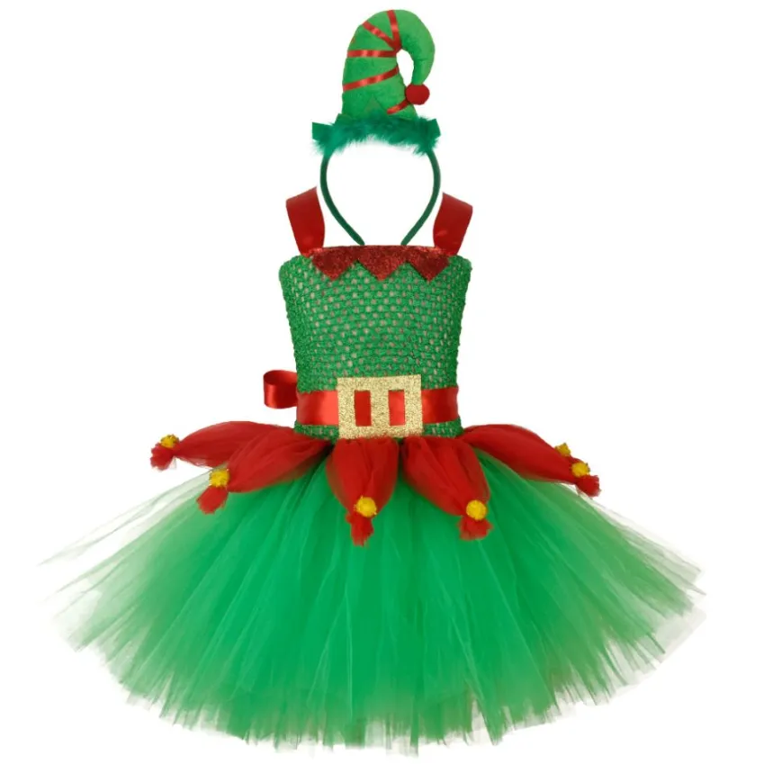 Fairy Girls Kerstjurken Baby Girl Cadeau Kinderen Xmas Red Green Tutu Vestidos Kinderen Nieuwjaar feestjurk FS7834 B1125