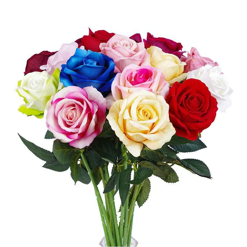 Couronnes de fleurs décoratives créatives roses artificielles simples 21 couleurs simulation de roses fleurs décoration de fête de mariage fausse fleur V Dhn6E