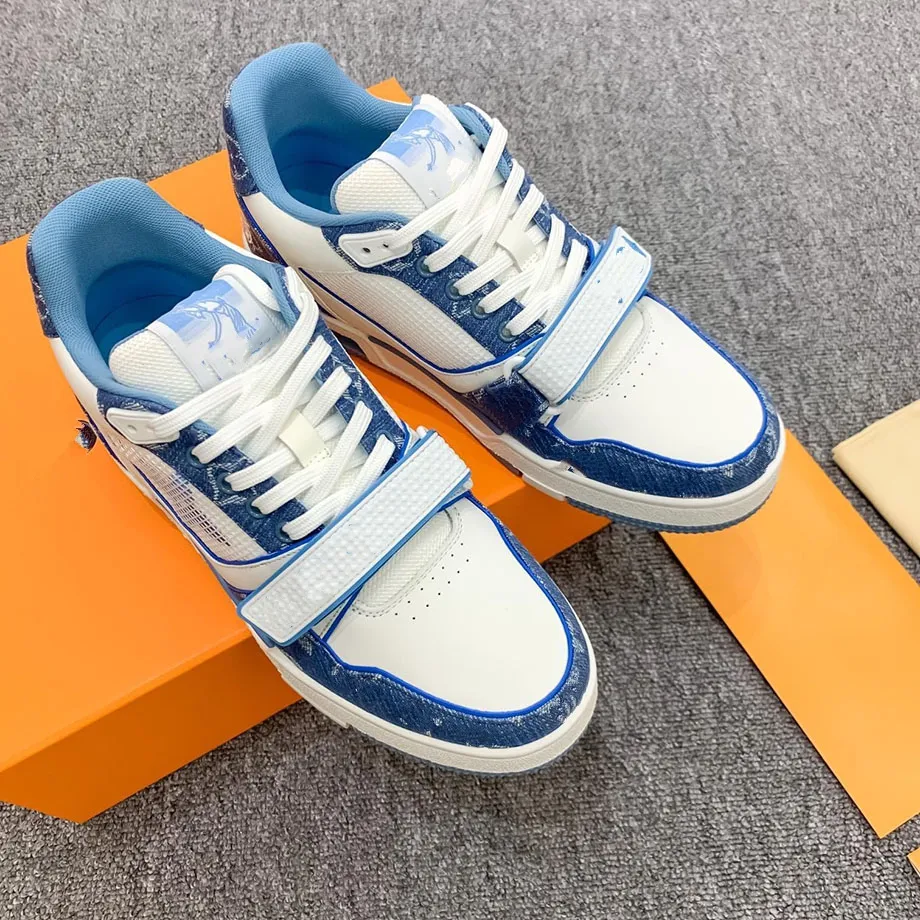 2022 Designer Sneaker Treinador Virgil Sapatos Casual Sapatos Calfskin couro Abloh Branco Verde Verde Azul Letra Plataforma Baixa tênis Tamanho 38-45 kmjkktr0000003