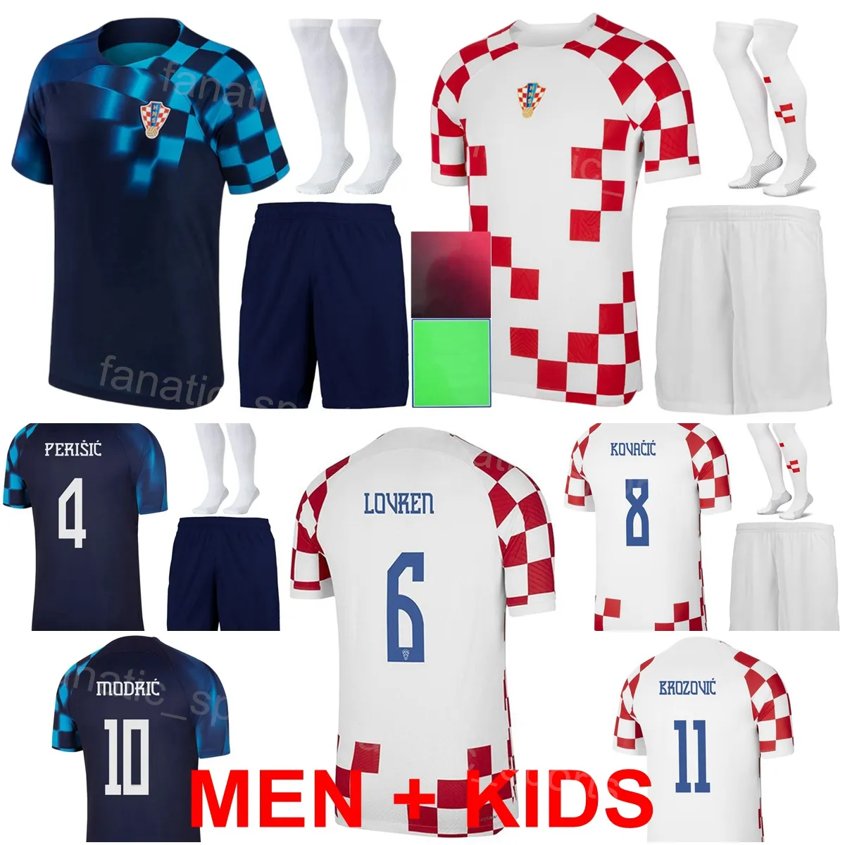 Équipe nationale Enfants Homme Football Croacia Maillots Coupe du Monde 2022-23 MODRIC GVARDIOL SOSA LIVAKOVIC LOVREN VLASIC LIVAJA ORSIC PERISIC KRAMARIC Kits de maillots de football