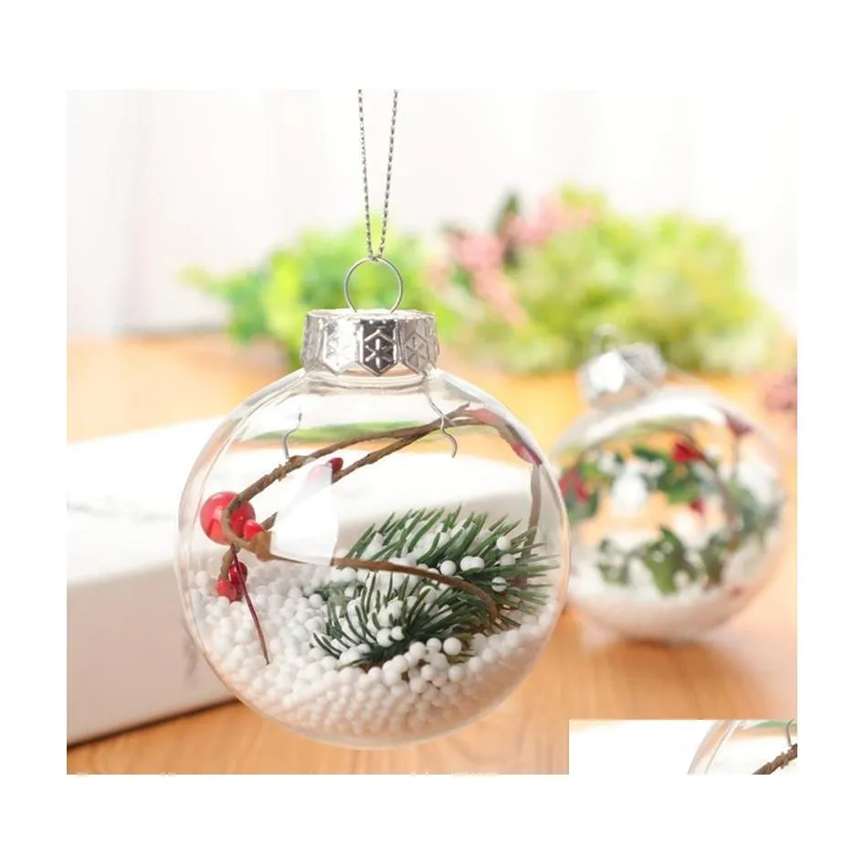 Decorações de Natal Decorações de Natal 6cm Tree Transparent Ball Decoração de plástico Plástico Bauble Bauble Festa de Natal pendurada pe -dhyvv