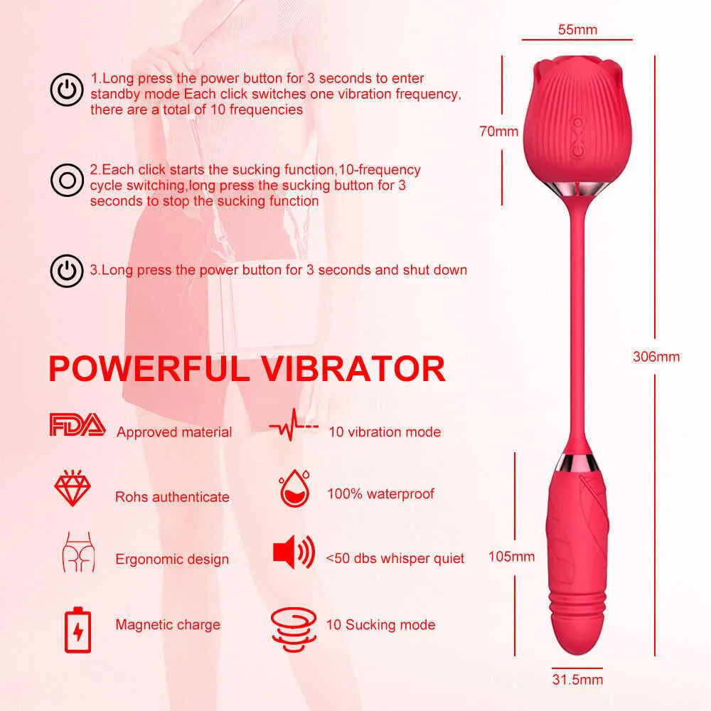 Vibrators 2022 New Rose Girl Anniversary Birthday Gift Massage Usb Charging Vibrating Egg Masturbation Sex Toy_voghion.com