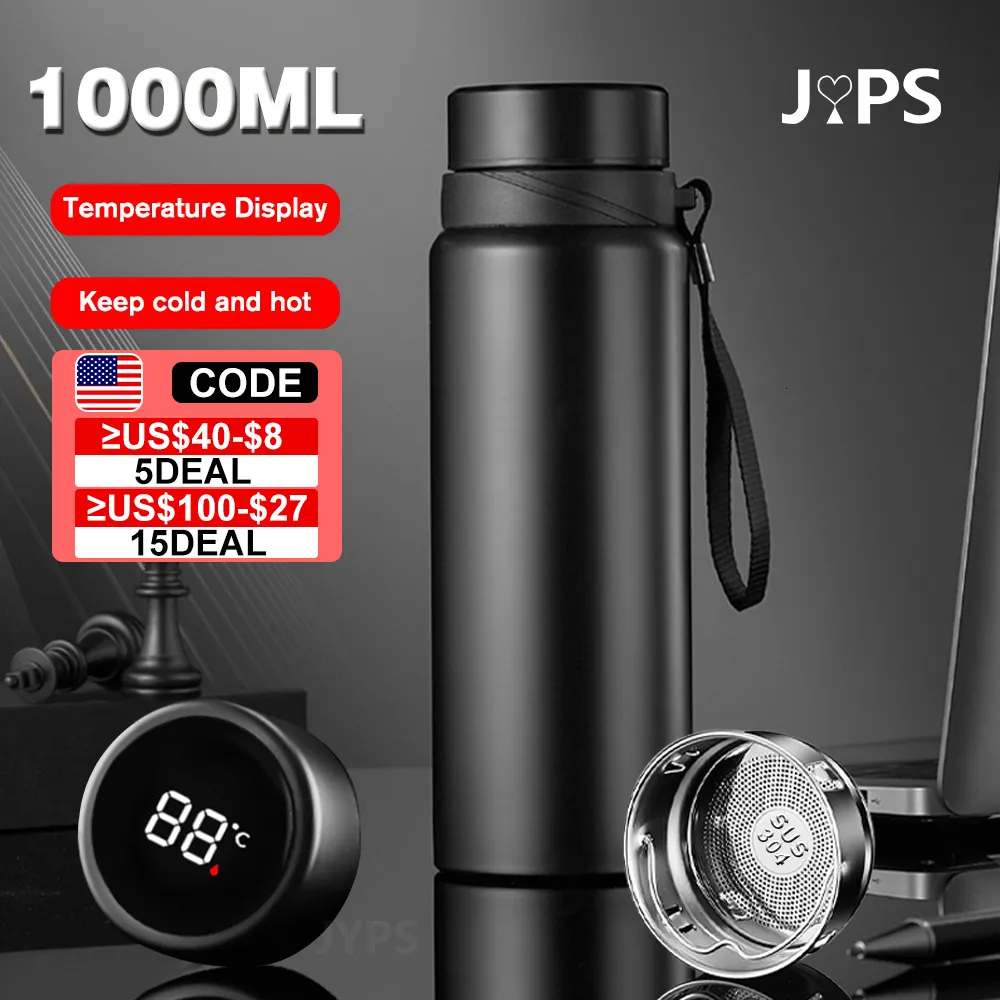 Vattenflaska 1000 ml Smart Thermos Bottle Håll kall och temperatur Display Intelligent For Water Tea Coffee Vakuumkolvar 221125