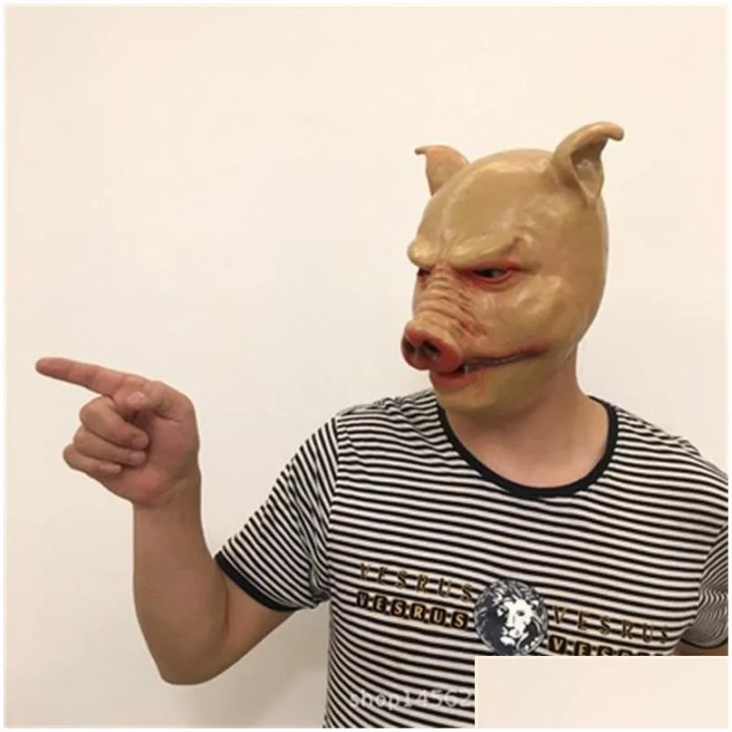 funny terror pig mask high quality latex pighead masks headgear halloween party supply man and women use wholesale 35cs h1