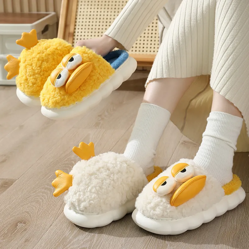 Pantoufles Mignon Canard Femmes Chaussures Hiver Intérieur Maison Chaud En Peluche Pantoufle Couples Maison Plate-Forme Chaussures En Gros 221124