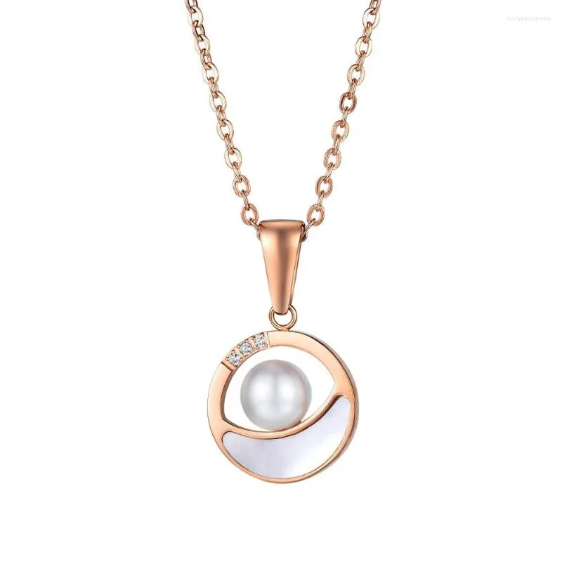 Подвесные ожерелья модная ракушка жемчужина для женщин 2022 Kpop Rose Gold Bijoux Acier Inoxydable Эстетические аксессуары Atacado