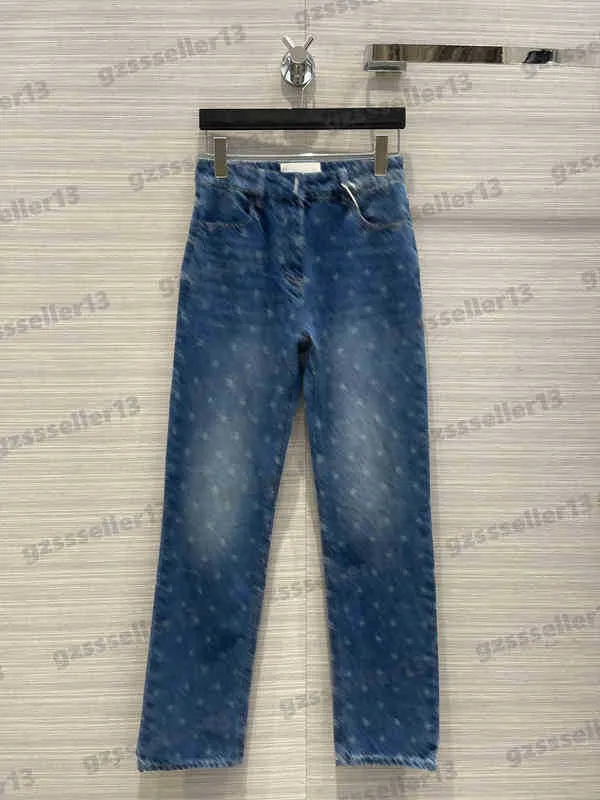 Fashion Womens Jeans Gihy All Over Print Jeans Classic Vintage Wash Denim Fabric Pants Luxury Designer Women Clothing