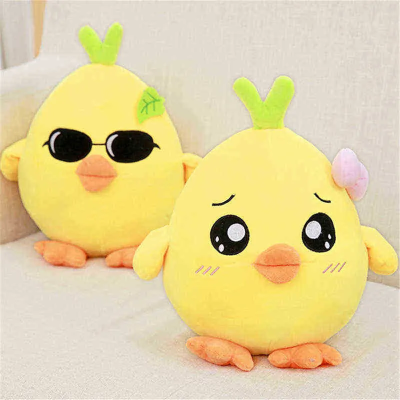 1pc 2570cm Super Kawaii Cken Plush Toys мягкие желтые фаршированные куклы Ckens Home украшения подушка подруги рождественские подарки J220729