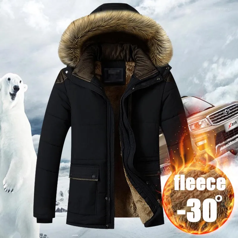 Herr ner 7xl 8xl vinterjacka män parka tjock varm päls fleece bomullsjackor man vindtät puffer kappa man