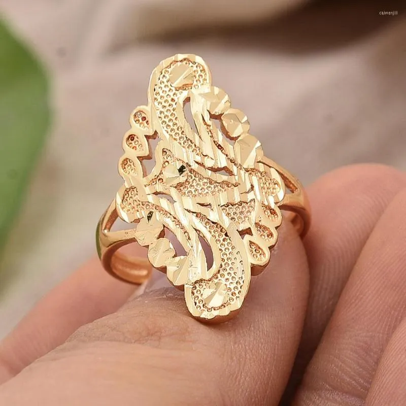 Cluster Rings Ring Dubai 7-8 For Women/Girl Gold Color Arab Folk-custom Metal Jewelry Middle Eastern Bijoux Africains