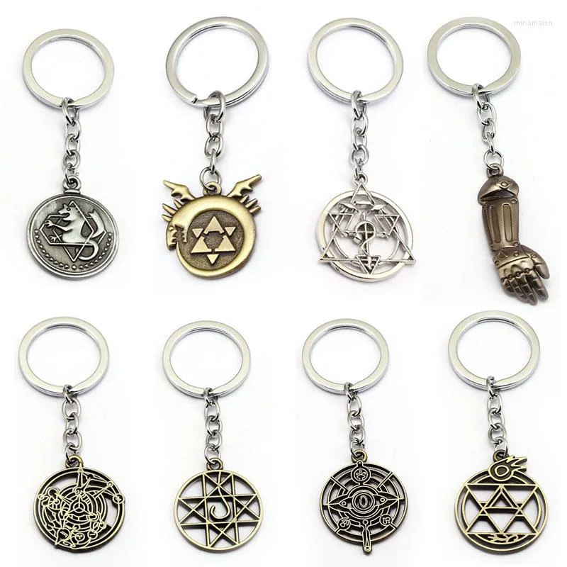 Keychains Anime Fullmetal Alchemist Keychain Edward Elric Pendant Antik Key Chain Keyrings Men bil kvinnor väska chaveiro smycken gåva