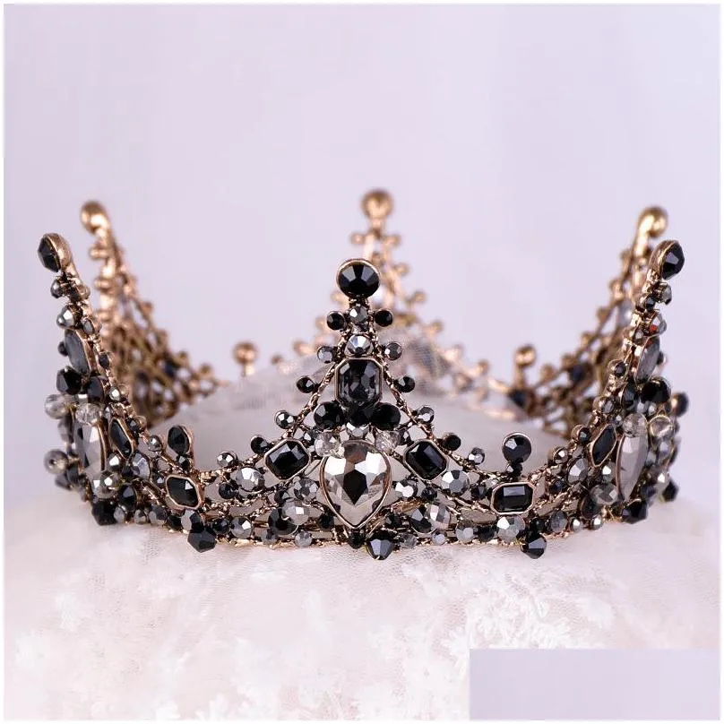 Tiaras New Black Princess Headwear Chic Bridal Tiaras аксессуары потрясающие кристаллы жемчужины свадьба и короны 12102 Del Del Dhgarden Dhx3z