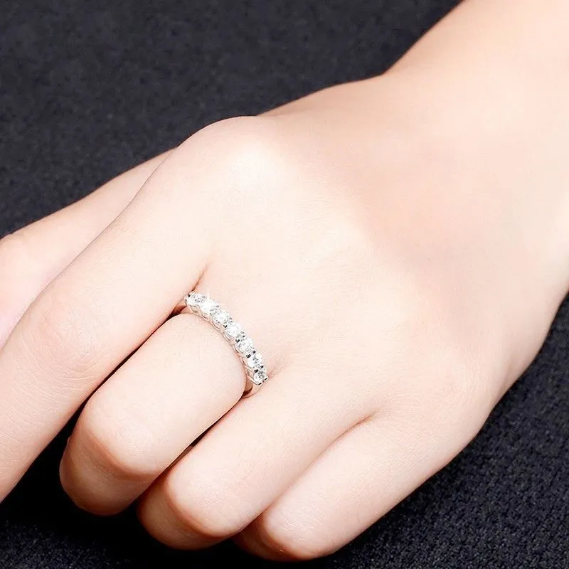 Solitaire Ring 0.7CTW 3mm DF Yuvarlak Kesim Nişan Düğün Laboratuvarı Büyümüş Elmas Band Sterling STERLING Gümüş Kadınlar