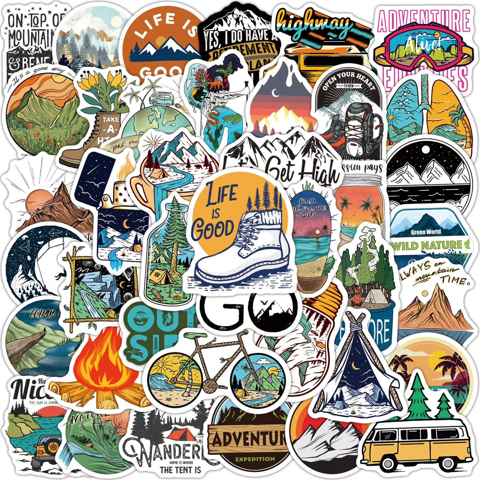 Enfants Jouet Autocollants 1050pcs Forêt Randonnée Camping Voyage En Plein Air Beau Paysage Sticker Autocollant À DIY Bouteille D'eau Téléphone Portable 221125