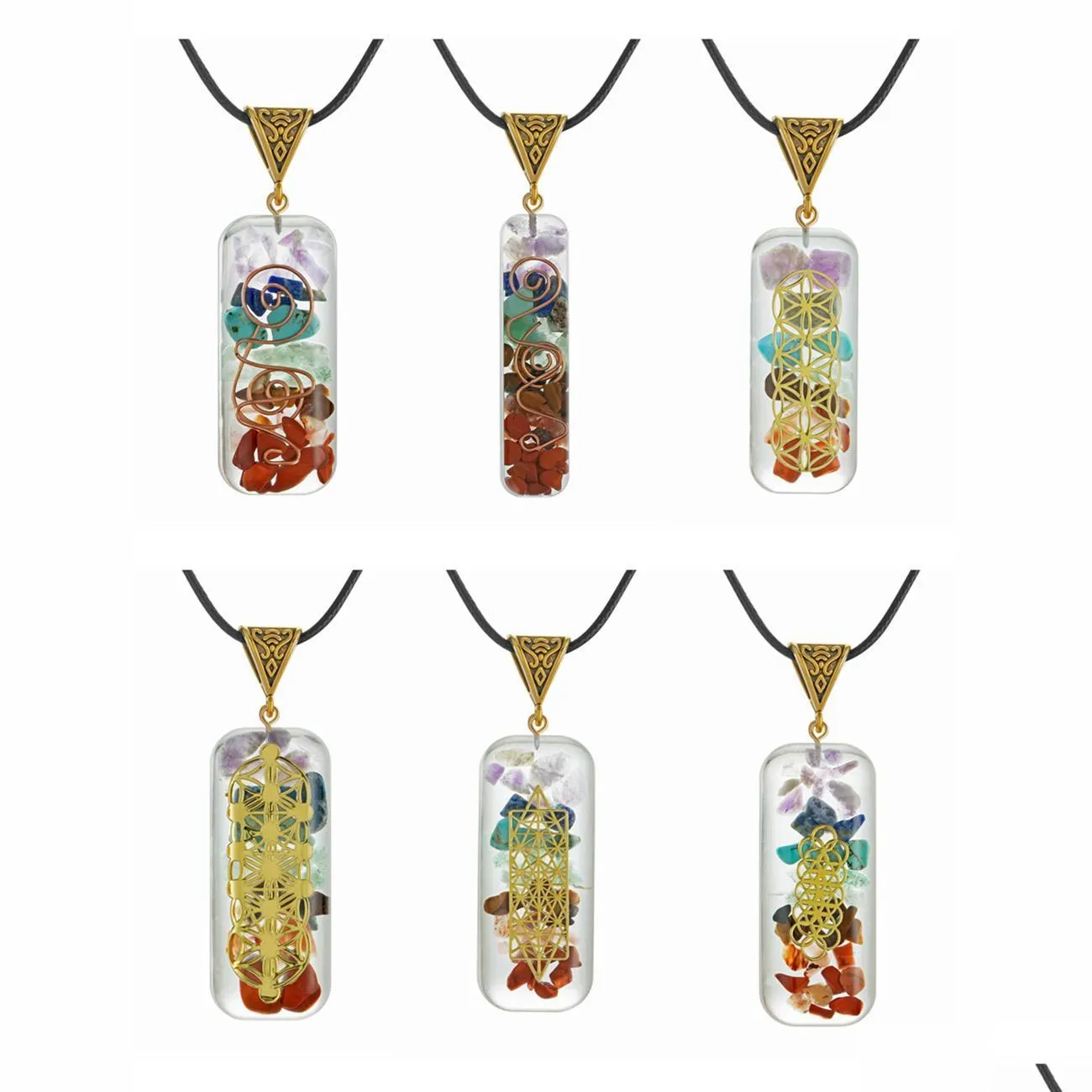 Pendentif Colliers 7 Chakra Énergie Pendentif Orgonite Collier Pendentifs En Cristal Arc-En-Ciel Yoga Méditation Colliers Résine Bijoux Dhgarden Dh1Wb