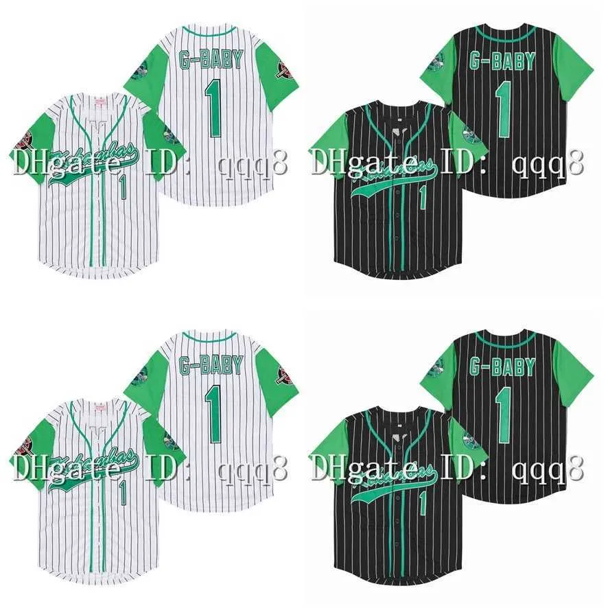 O beisebol da faculdade usa filme hardball #1 jarius g-baby evans white dewayne warren costurou kekambas filme preto branco camisas de beisebol size s-xxxl