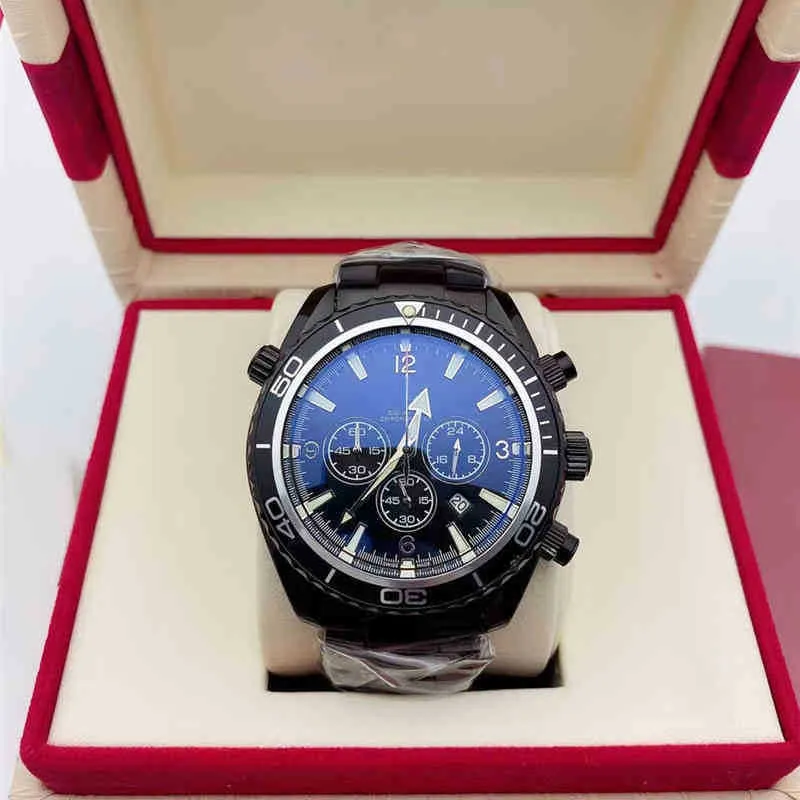 Kronograf AAAAA MEN MENS Titta på full rostfritt stål Sapphire Super Luminous Watches 3atm vattentäta mode -armbandsur Montre de Luxe av Watcees510 1 Apwp