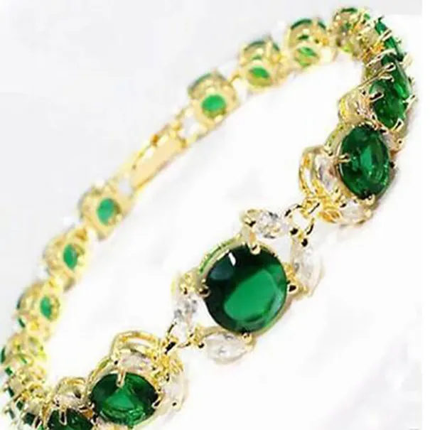 Utsökta charmiga smycken New Lady's Green Zirconia Bead Armband