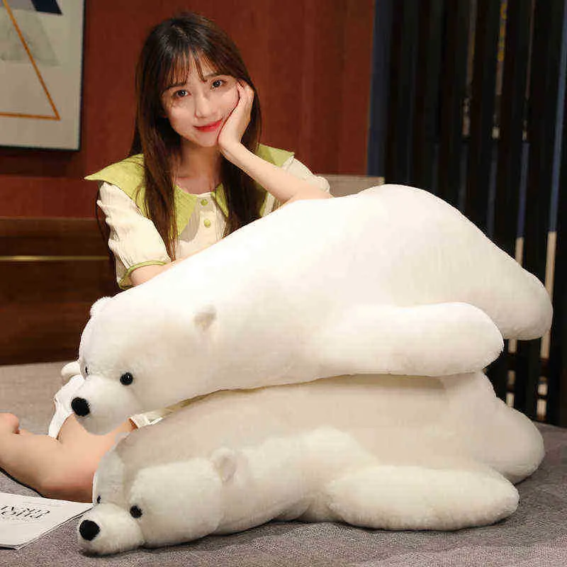 110 cm jätte vit isbjörn plysch leksak vacker nallebjörn kudde fylld kudde baby sussen dockor vacker födelsedagspresent j220729