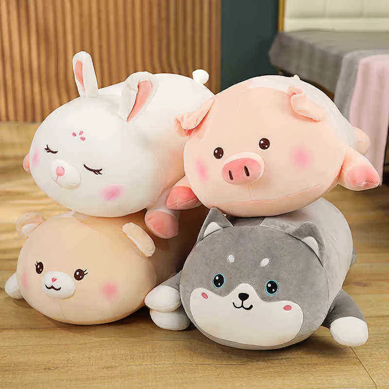 506080100cm lange rabiit en varkenshusky kussen pluche speelgoed zacht knuffelig dieren kussen voor kinderen meisjes thuis decor geschenken brinquedos j220729