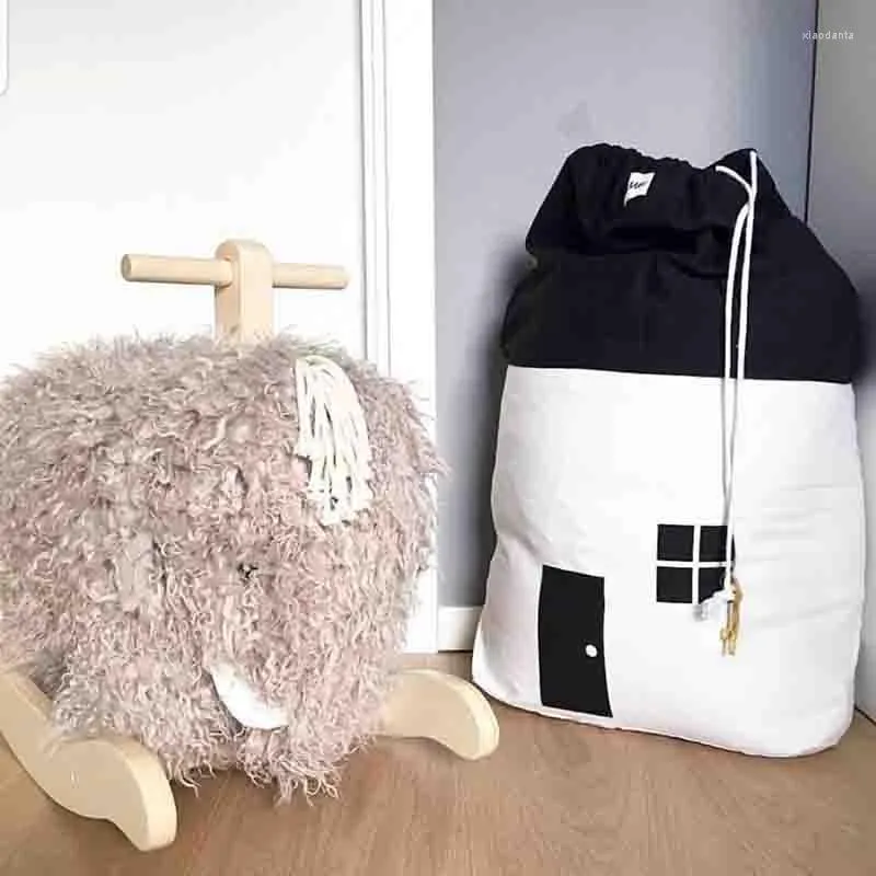 Borse portaoggetti Borsa con coulisse in cotone Vestiti cubici Biancheria intima per scarpe Borsa per trave Articoli vari Organizzazione Decorazione Mamma Casetta