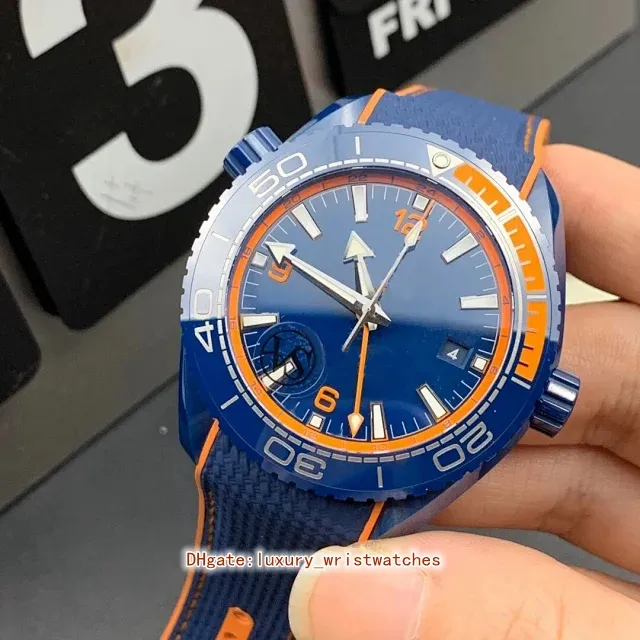 VSF Perfect Men Watch 215.92.46.22.03.001 C￩ramique bleue 45.mm ￩tanche eta 8906 Mouvement Bandoues STRAP Back Transparent Automatic M￩canique Mentide Montreuses