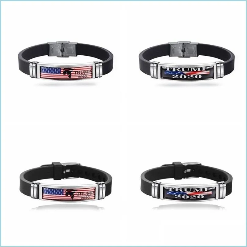 Andere feestelijke feestbenodigdheden Partijbenodigdheden US Donald Trump armband houden Amerika Great Roestvrij staal Sile Polsband usa Support Dh46L