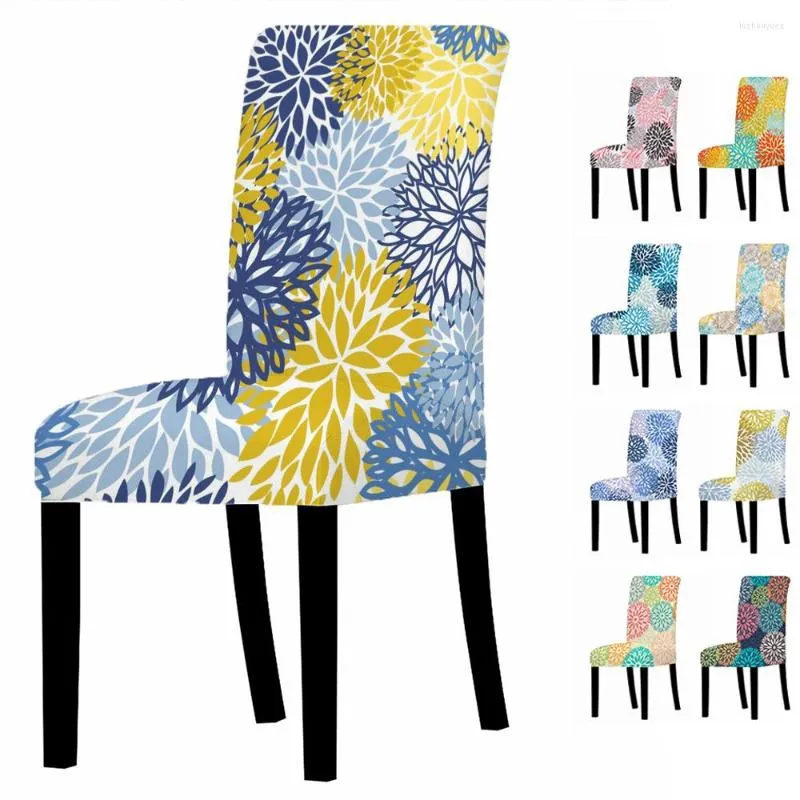 Housses de chaise fleurs et feuilles imprimer couverture Spandex pour salle à manger chaises florales haut dossier salon fête mariage décor