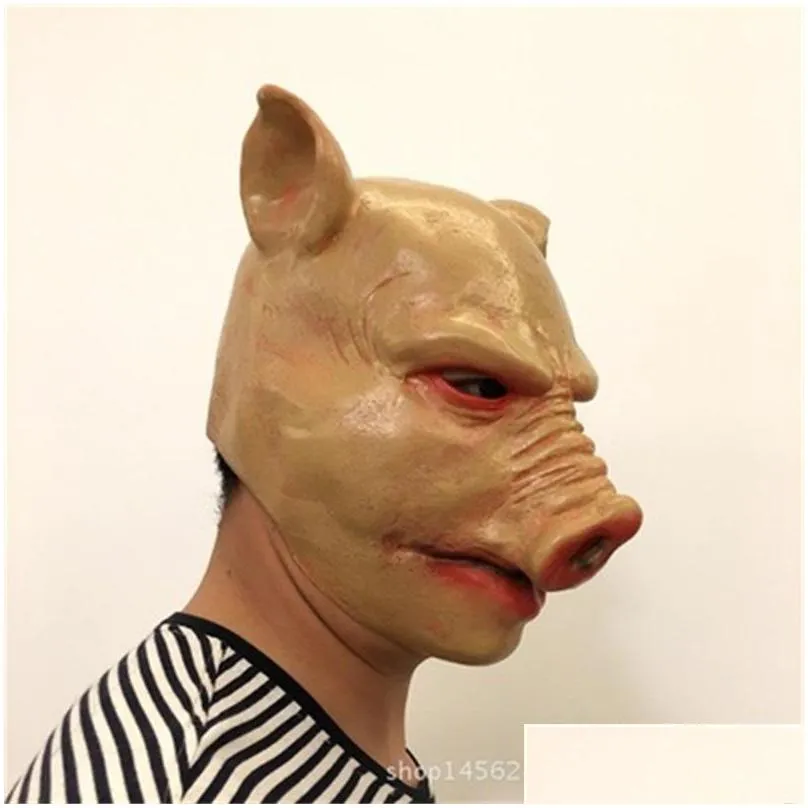 funny terror pig mask high quality latex pighead masks headgear halloween party supply man and women use wholesale 35cs h1