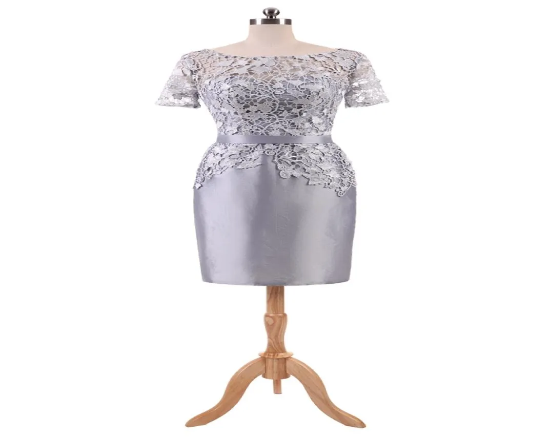الفساتين الرمادية الرمادية القصيرة الحفلات 2018 New Lace Top Sleeves Shorts Fashion Cocktail Dress رخيصة PO حقيقية في Stock2512343