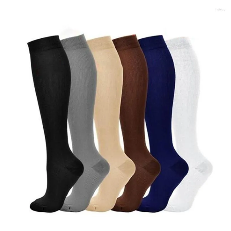 Calzini maschili calze a compressione elastica ginocchiera in ginocchio per vene varicose sportive che si allungano ciclismo atletico nylon unisex traspirante