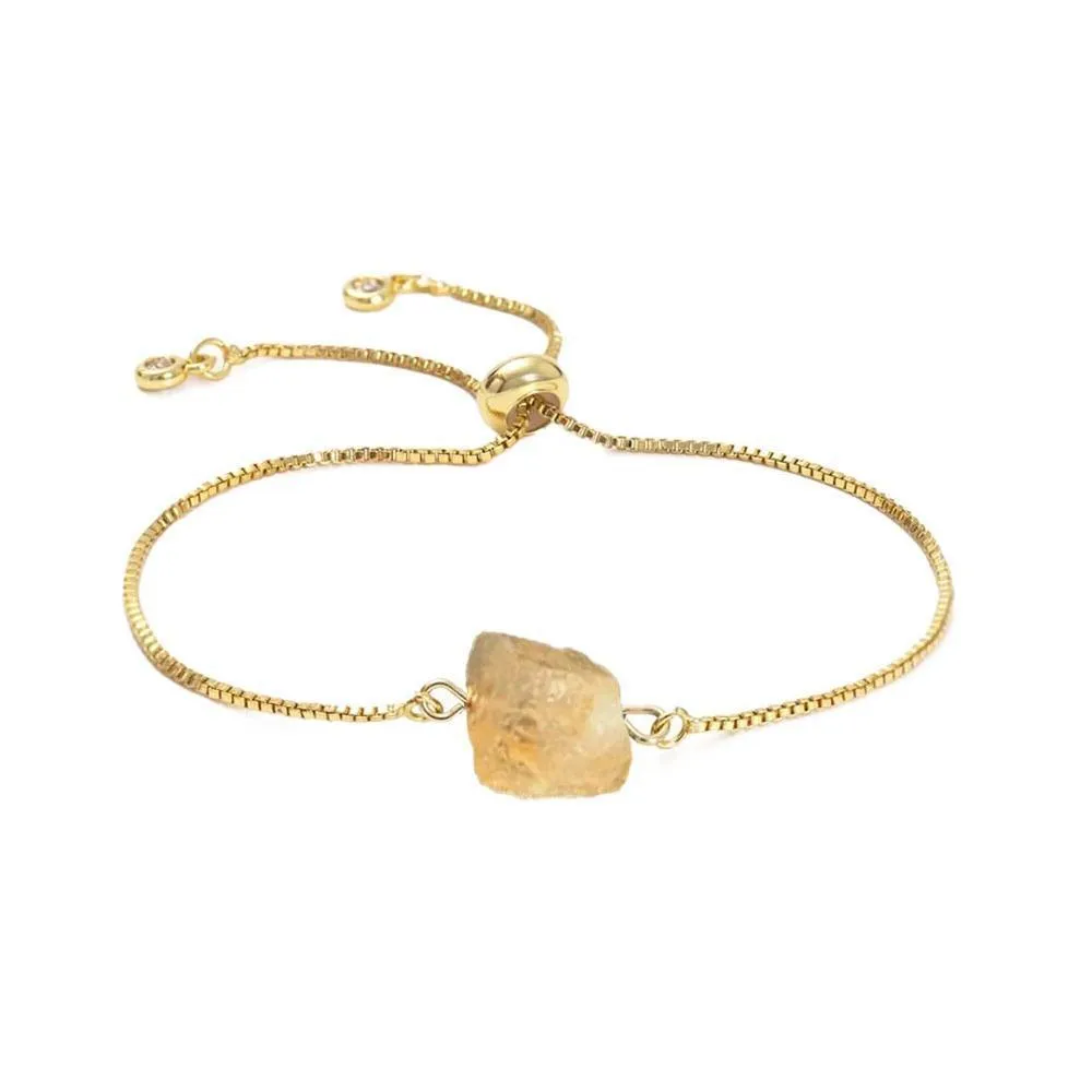 Kette Gold Gliederkette Ctrine Armband Armbänder Diffuse Energie Heilung Chakra Kristall Yoga Manschette Armreif Rauer Originalstein Dhgarden Dhizd