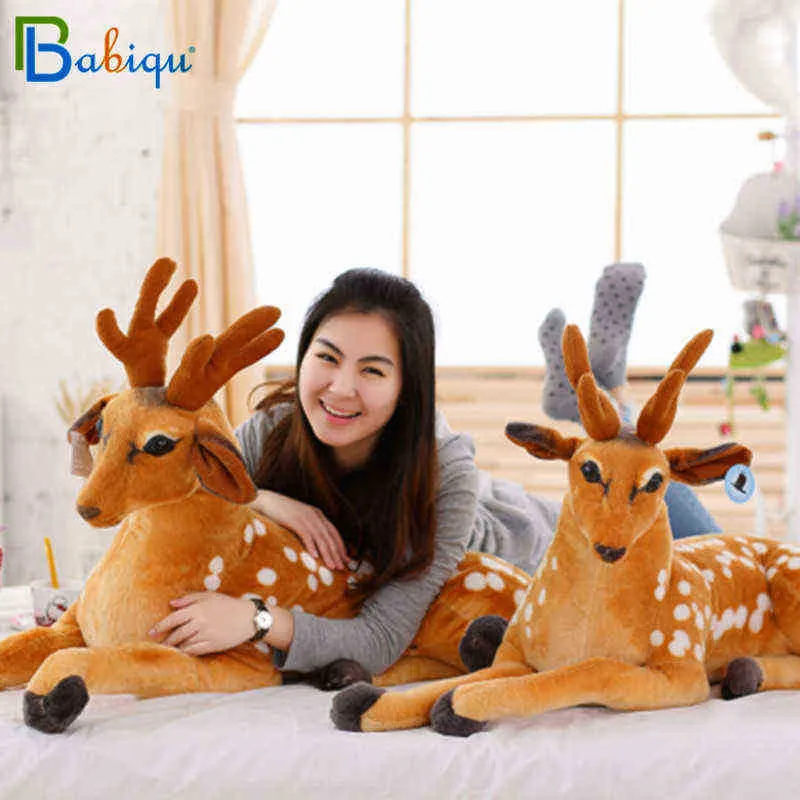 Babique 1pc 75110см Большой симуляционный животный Sika Deer Cuddles фаршированные милые куклы жирафа для Ldren Baby Creative Home Decor Gift J220729