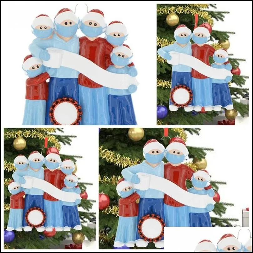 face shield santa claus family portraits christmas ornaments decorations tree pendant handmade present personalized artifact 2020 9js