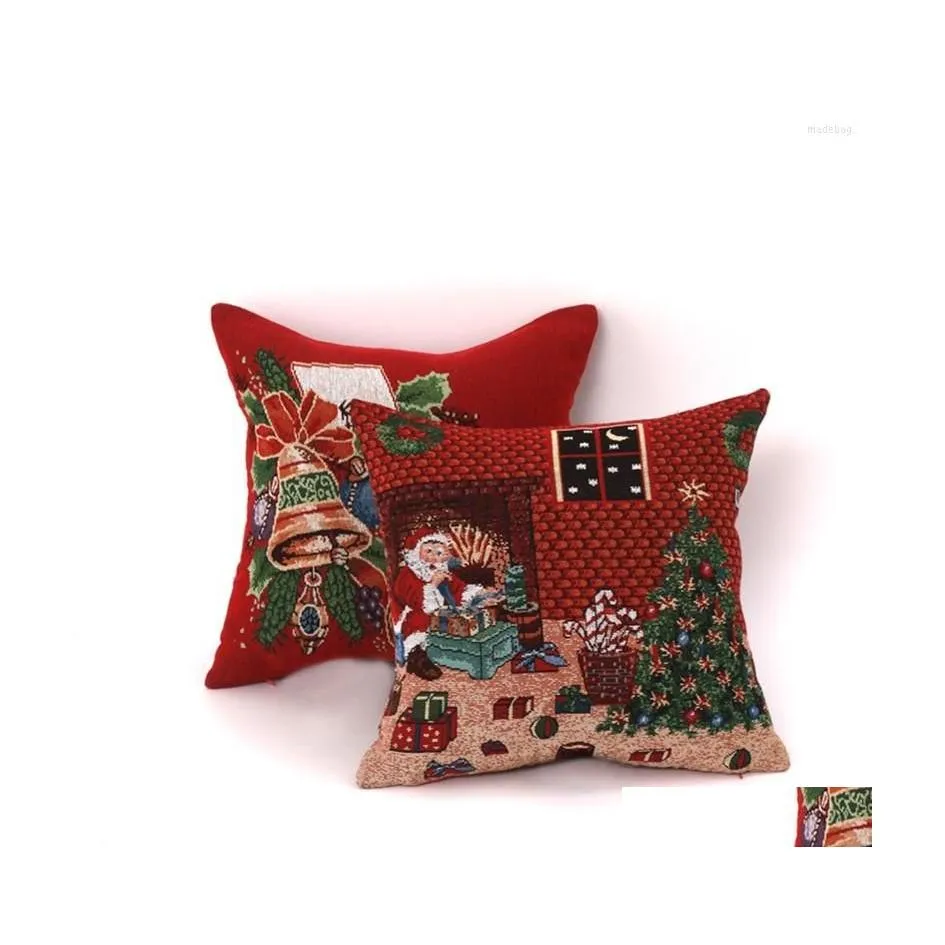 Kissen/Dekoratives Kissen, 1 Stück, 45 x 45 cm, Jacquard-Weihnachtsmuster, nicht im Lieferumfang enthalten, für Bett, Sofa, Sitz, Auto, 1Jl0110, Drop De Dhxfx