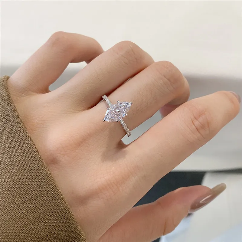 luxury gold wed designer ring for woman 925 sterling silver diamond round oval 5A zirconia womens love eternity promise wedding engagement rings gift box size 5-9