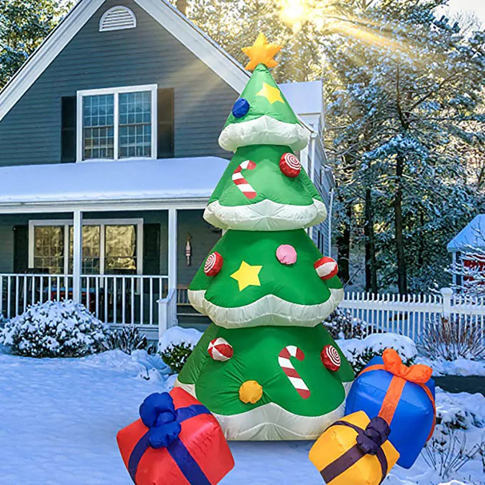 Рождественские украшения 2,1 м Гигантские надувные деревья светятся веселым светодиодным светодиодом Год 221123