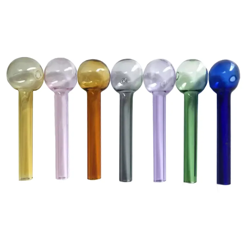 Groothandel Pyrex Glass Rookolie Pijpen Pijpen Rechte branders Lepel Hand Wax Pipe 7 Mix kleuren