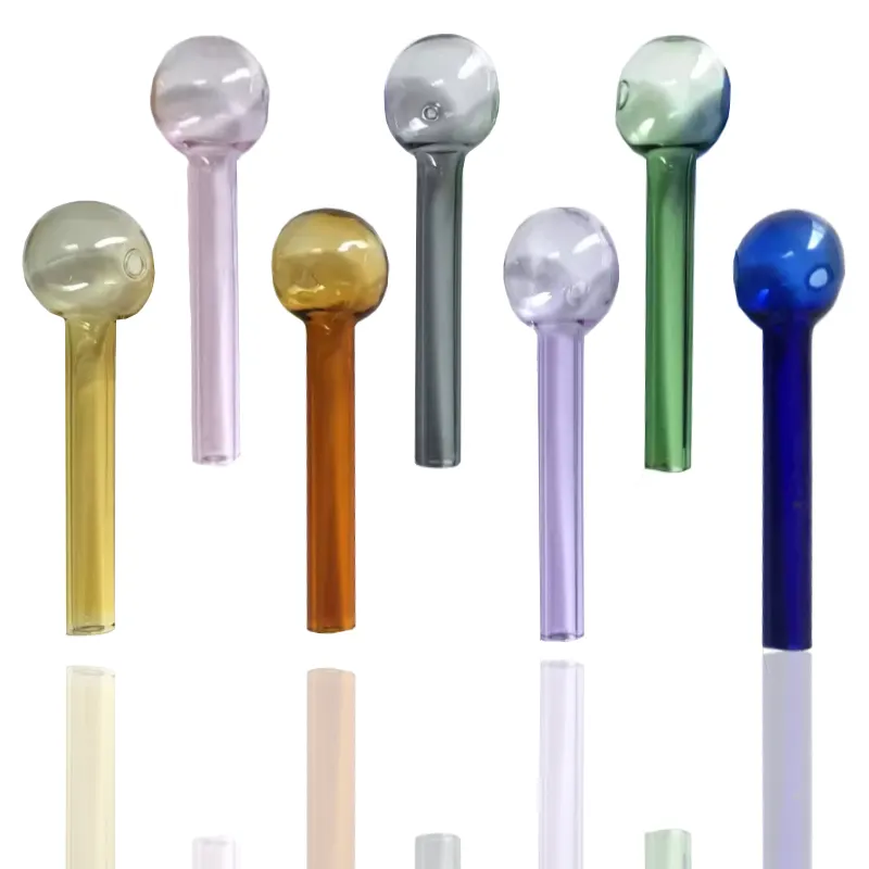 Groothandel Pyrex Glass Rookolie Pijpen Pijpen Rechte branders Lepel Hand Wax Pipe 7 Mix kleuren