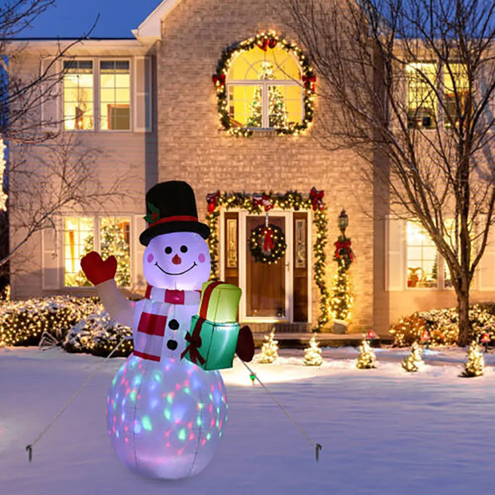 Pupazzo Di Neve Gonfiabile Gigante 2,5 Metri – Luminoso Con Luci Lampeggianti, Per Esterno, Incluso Adattatore E Picchetti