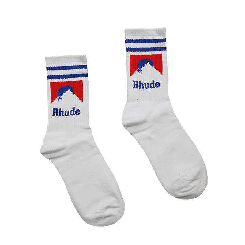 Chaussettes pour hommes Coton Rhude Qualité Chaussettes Haute Européenne Américaine Rue Tendance Hommes Femmes Chaussettes Simple Lettre Rhude Couple In-Tube Chaussettes S04