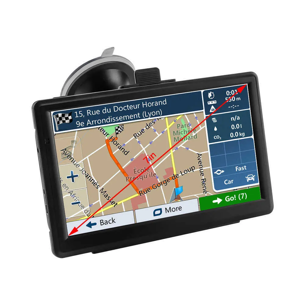 7" HD-pekskärm Bil GPS-navigeringssystem Bluetooth-kompatibelt Senaste kartan FM 8G 256M För RV Lastbil Biltillbehör