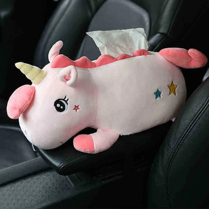 Kawaii Unicorn Car porco de gato husky papel toalha de toalha de pelúcia caixa de tecido home sofá de papel de teclado de tecidos da caixa de guardanapo bolsa de pelúcia j220729