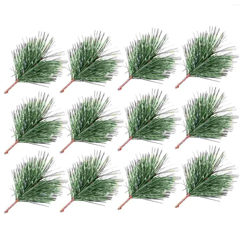 Dekorativa blommor Pine Christmas Picks grenar Artificialsystem Fake Tree Garland Greentwigs Pick PlantsgreenerySmall Wreath Decoration